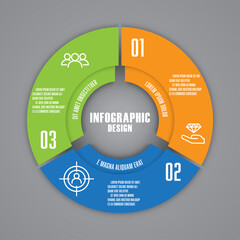 Vector circle shape infographic template for presentation. Business concept 3 step.