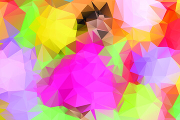 Low-poly background in the form of chaotic colorful polygons. Wall décor. Minimalist style. 3d illustration.