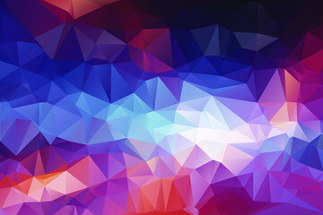 Obraz premium Low-poly background in the form of chaotic colorful polygons. Wall décor. Minimalist style. 3d illustration.