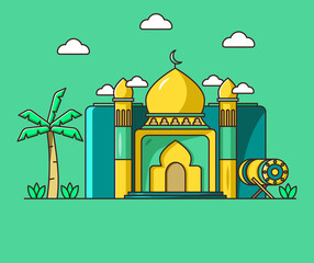 mosque illustration beautiful and colorful