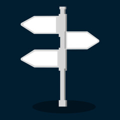 Arrow signs indicating the direction of the road. vector illustration