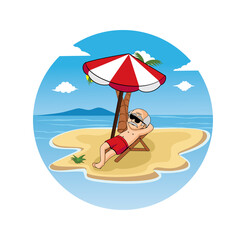 Obraz na płótnie Canvas Cartoon of oldman relaxing on the beach design illustration vector eps format , suitable for your design needs, logo, illustration, animation, etc.