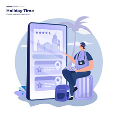 Choosing a travel destination for holiday vacation time illustration of concept