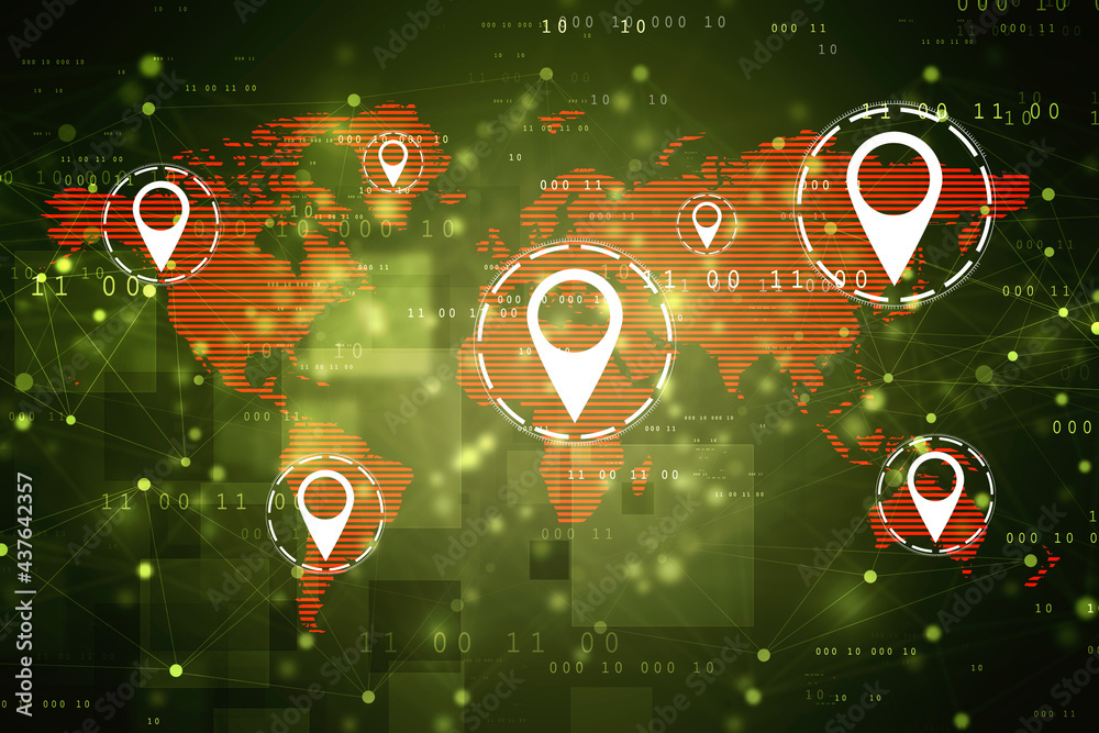 Poster 2d rendering red map pointer