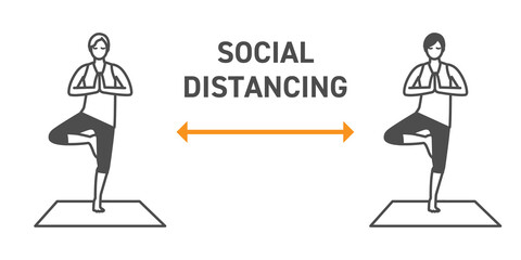 ヨガスタジオ　ソーシャルディスタンス　注意書き