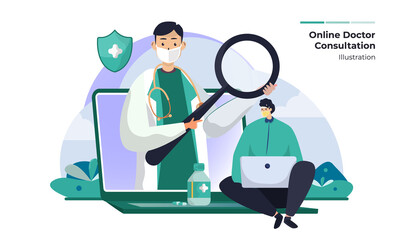 Online doctor consultation illustration concept
