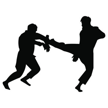 character silhouette with traditional Indonesian martial arts scene