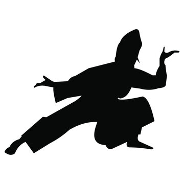 character silhouette with traditional Indonesian martial arts scene