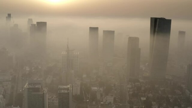 Tel aviv skyline in dust Storm, Aerial view
drone view from tel aviv in pollution , 2021
