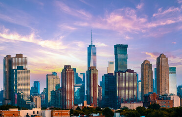 Fototapeta na wymiar New York City midtown Manhattan skyline view over Hudson River, New York, USA