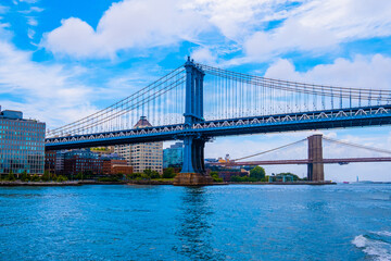 Manhattan Bridge Manhattan skyline background ,New York City, USA
