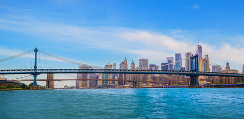 Manhattan Bridge Manhattan skyline background ,New York City, USA
