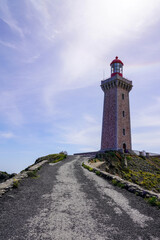 Fototapeta na wymiar Lighthouse access of Cap Bear on coast shores of the Mediterranean Sea in Port-Vendres France