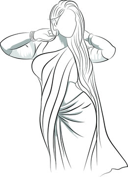 vector sketch of the Indian woman