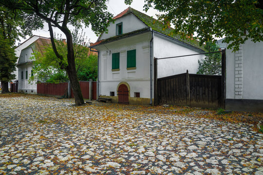Stunning rural whitewashed houses in row, Rimetea, Transylvania, Romania