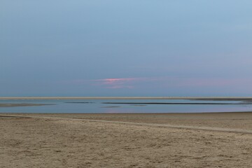 Sunset at a beach at the North Sea