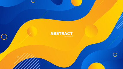 Abstract blue background and yellow shape, background with copy space for design, vector.