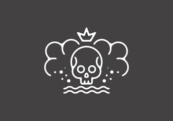 Grey white color of skull line art