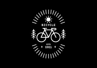 White black color of bicycle line art illustration