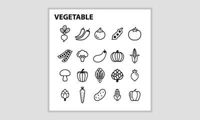 Natural vegetables black line icon. Set of healthy, organic food.