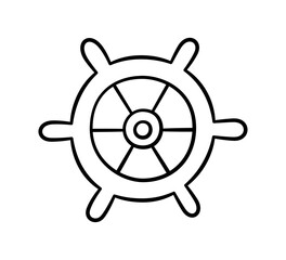 Steering wheel of the ship. Children drawing. Vector illustration in doodle style on white background.