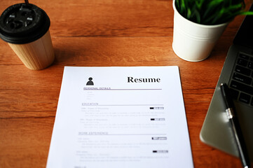 resume on table Office Business