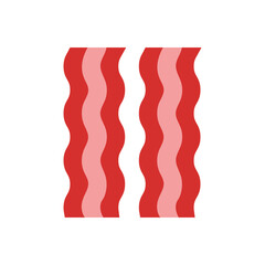 Bacon Vector Icon in Flat Style. Bacon is a type of salt-cured pork made from various cuts, typically from the pork belly or from the less fatty back cuts. Vector illustration icon for app, web, logo