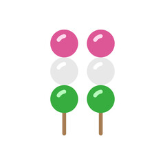 Dango Vector Icon in Flat Style. a Japanese dumpling made from rice flour mixed with uruchi rice flour and glutinous rice flour. Vector illustration icon can be used for an app, website, logo