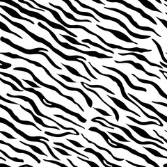 Tiger Seamless Pattern. Animal Black and White Print. Abstract Tiger Skin Print. Vector EPS 10