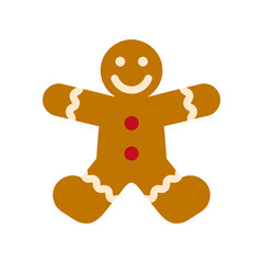 Christmas Xmas Ginger Bread icon in Flat Style. Ginger bread is a typical Christmas cake in the shape of a man. Vector illustration icon that can be used for apps, websites, or part of a logo