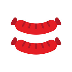 Sausage Vector Icon in Flat Line Style. A sausage is a type of meat product usually made from ground meat, often pork, beef, or poultry, along with salt, spices and other flavourings. Vector Icon