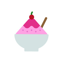 Shaved Ice Vector Icon in Flat Style. Shaved ice is made from finely shaved ice or finely shaved ice and sweet spices or syrup. Vector illustration icon can be used for an app, web, or logo