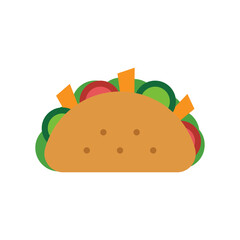Taco Vector Icon in Flat Style. Vector illustration icon can be used for an app, website, or part of a logo.