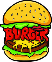 hamburger on white background, free vector