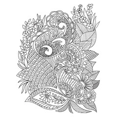 Obraz premium complex Flower coloring page flower at page white black tatto drawing 