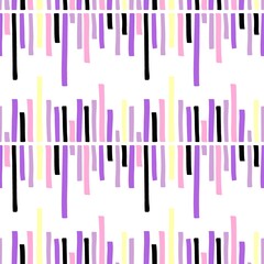 Simple seamless pattern. Pink and purple pastel colors, abstract hand drawn stripes, scandinavian childish minimal geometric collection. Decor textile, wrapping paper wallpaper vector print or fabric