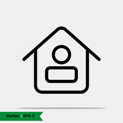 Stay at home icon illustration. Social Distancing sign symbol. Vector Line Icon. EPS 10