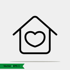 Stay at home icon illustration. Social Distancing sign symbol. Vector Line Icon. EPS 10