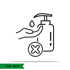 Wash hand with hand soap sanitizer icon illustration. Antiseptic Sign Symbol. Vector Line Icon. EPS 10