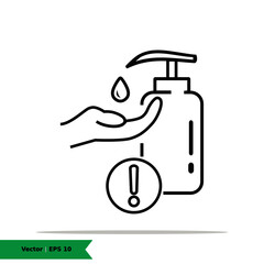 Wash hand with hand soap sanitizer icon illustration. Antiseptic Sign Symbol. Vector Line Icon. EPS 10
