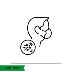Using masker with virus icon illustration. Prevention sign symbol. Vector outline icon EPS 10.