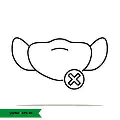 Masker with No Denied icon illustration. Prevention sign symbol. Vector outline icon EPS 10