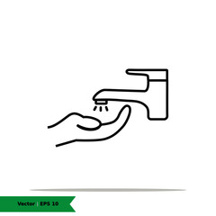 Wash hand with faucet icon illustration. Washing Hand Sign Symbol. Vector Line Icon EPS 10
