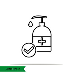 Hand Sanitizer Icon Illustration. Antiseptic Sign Symbol. Vector Line Icon EPS 10
