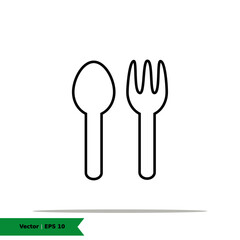 Spoon and Fork Icon Illustration. Restaurant / Food Sign Symbol. Vector Line Icon EPS 10