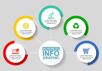 Flat design business infographic template for presentation, diagram, webinar. Industry concept vector illustration in eps 10