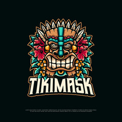 Tiki Mask Mascot Logo Design