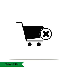 Shopping Cart with X / Block / Remove Icon Illustration. Shopping, Block / Remove Cart List Sign Symbol Logo Templete. Vector Icon EPS 10