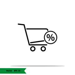 Shopping Cart with Percent / Discount Icon Illustration. Shopping, Discount Sign Symbol Logo Templete. Vector Icon EPS 10