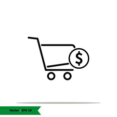 Shopping Cart with Money / Dollar Icon Illustration. Shopping, Price / Invoice Cart List Sign Symbol Logo Templete. Vector Icon EPS 10